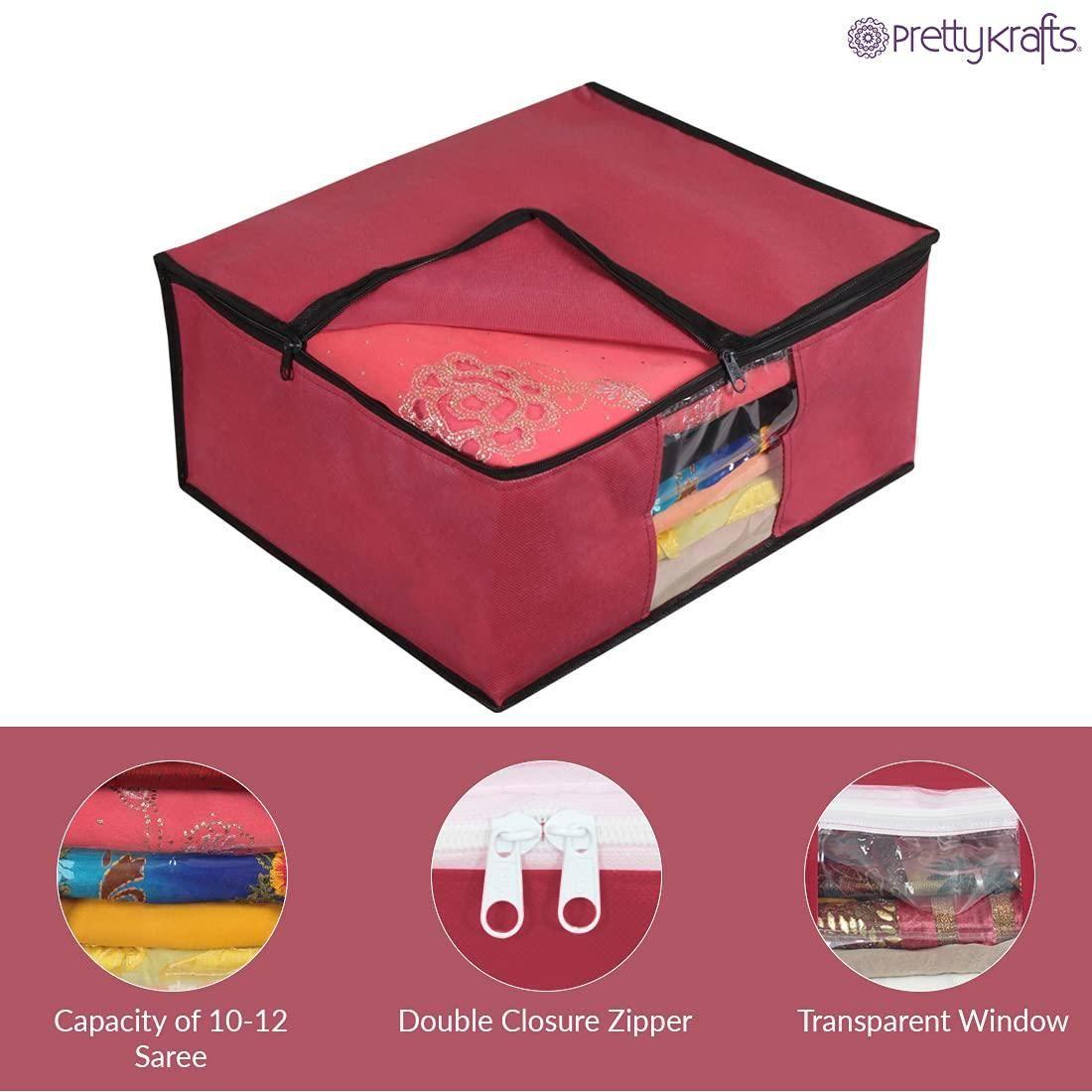 Saree Cover - Solid Non Woven Saree Cover for Wardrobe (Pack of 3)