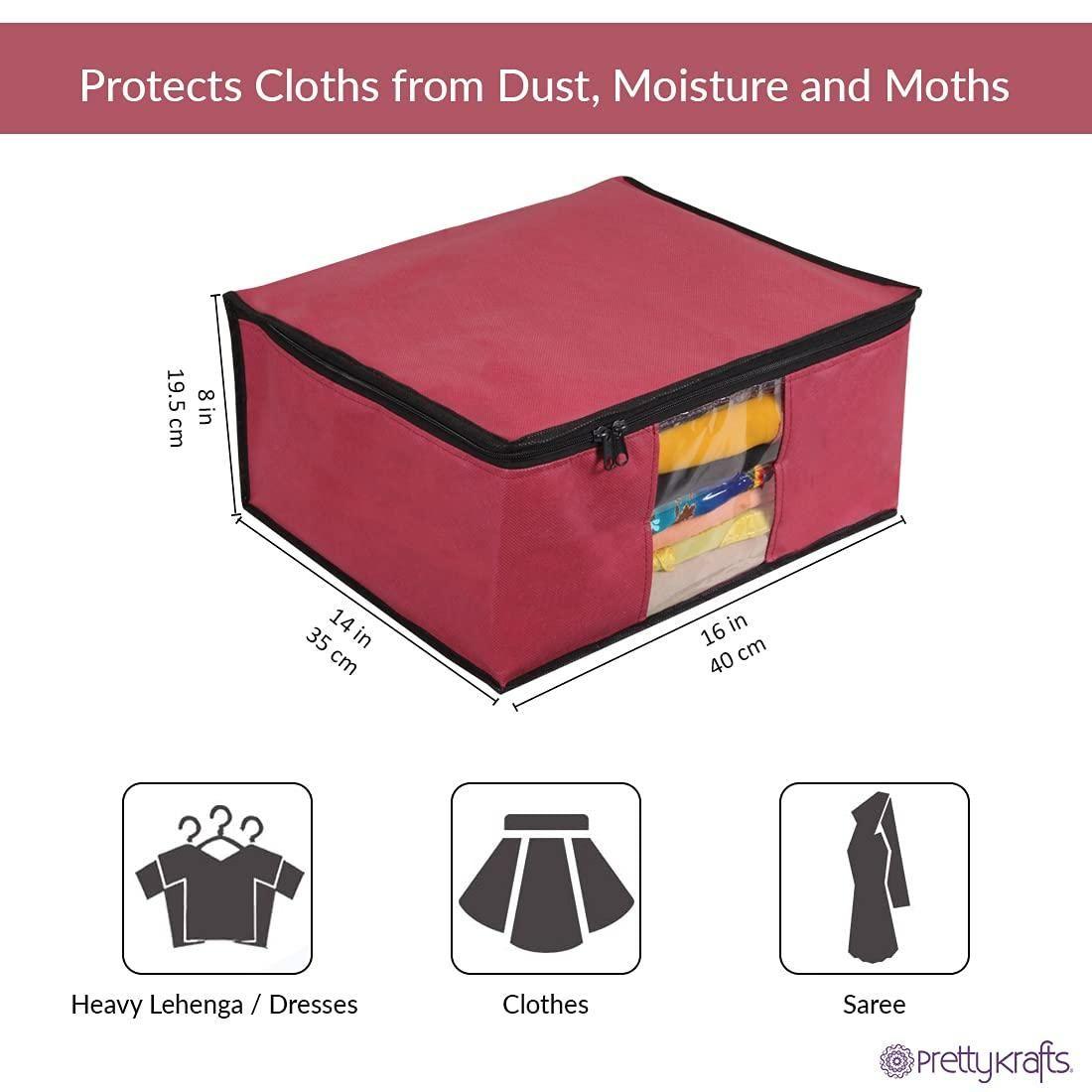Saree Cover - Solid Non Woven Saree Cover for Wardrobe (Pack of 3)
